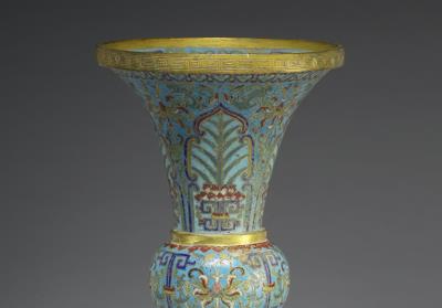 图片[2]-Copper gu-shapeed vase in cloisonne enamels from a five-piece altar set, Qing dynasty (1644-1911)-China Archive